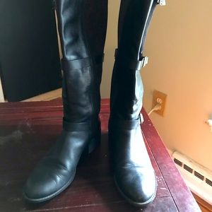 Women’s Cole Haan knee boots, black leather and suede, size 9